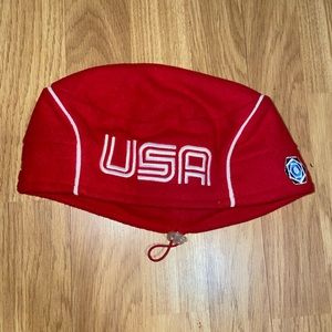 USA Olympics Beret Cap Hat S/M Red Fleece Roots 2006 Torino Winter Adult Beanie